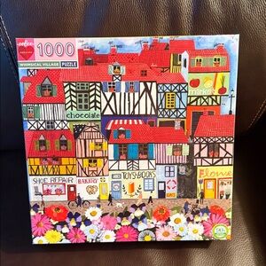 Eeboo Whimsical Village Puzzle. Complete.  1000 pieces.  Excellent condition